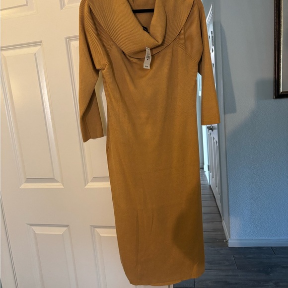 Ashley Stewart Mustard Long Sleeve Dress Sweater Dress - Picture 8 of 12